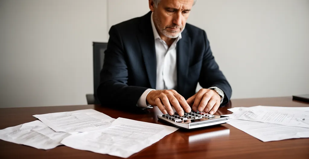 Président de SASU analysant ses bulletins de paie et cotisations sociales dans un bureau moderne en France
