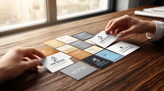 Entrepreneur analysant différents secteurs économiques sur un bureau moderne avec graphiques et opportunités de reconversion