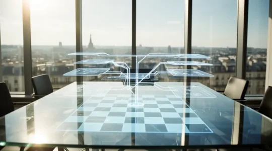 Vision stratégique d'entreprise avec horizon à 5 ans représentée de manière symbolique