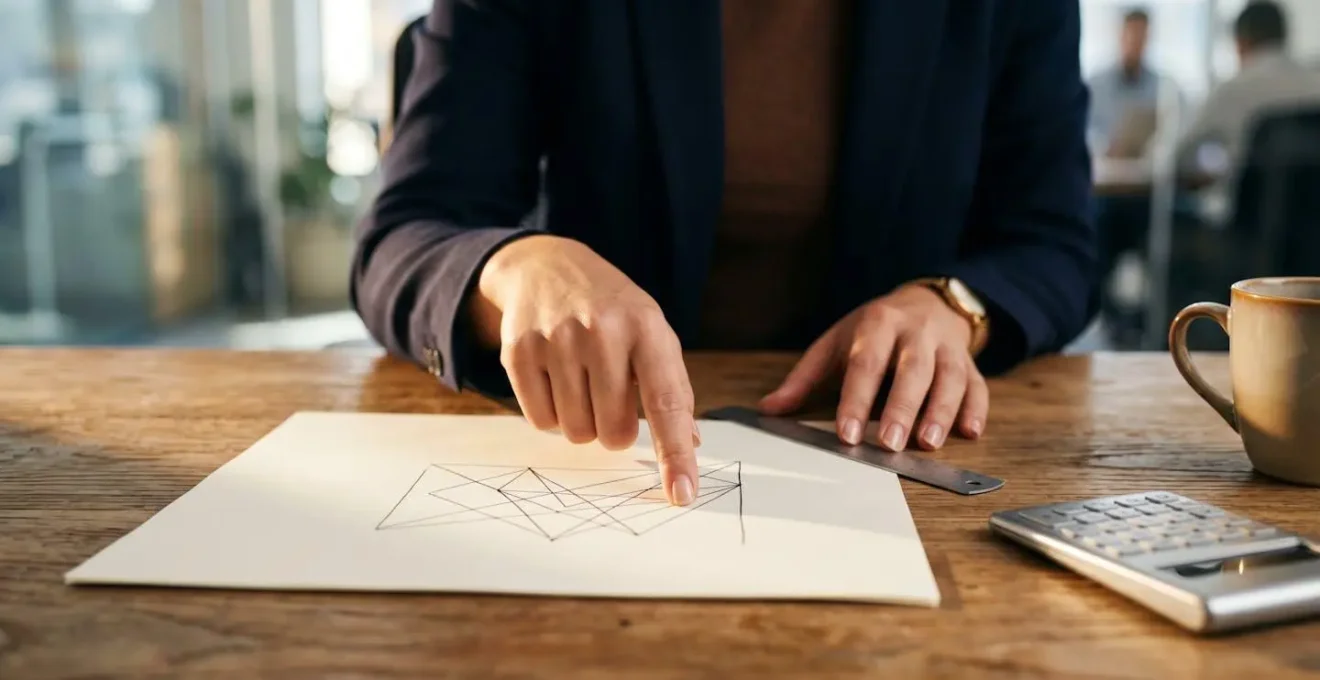 Espace de travail moderne avec outils d'analyse financière et indicateurs de performance